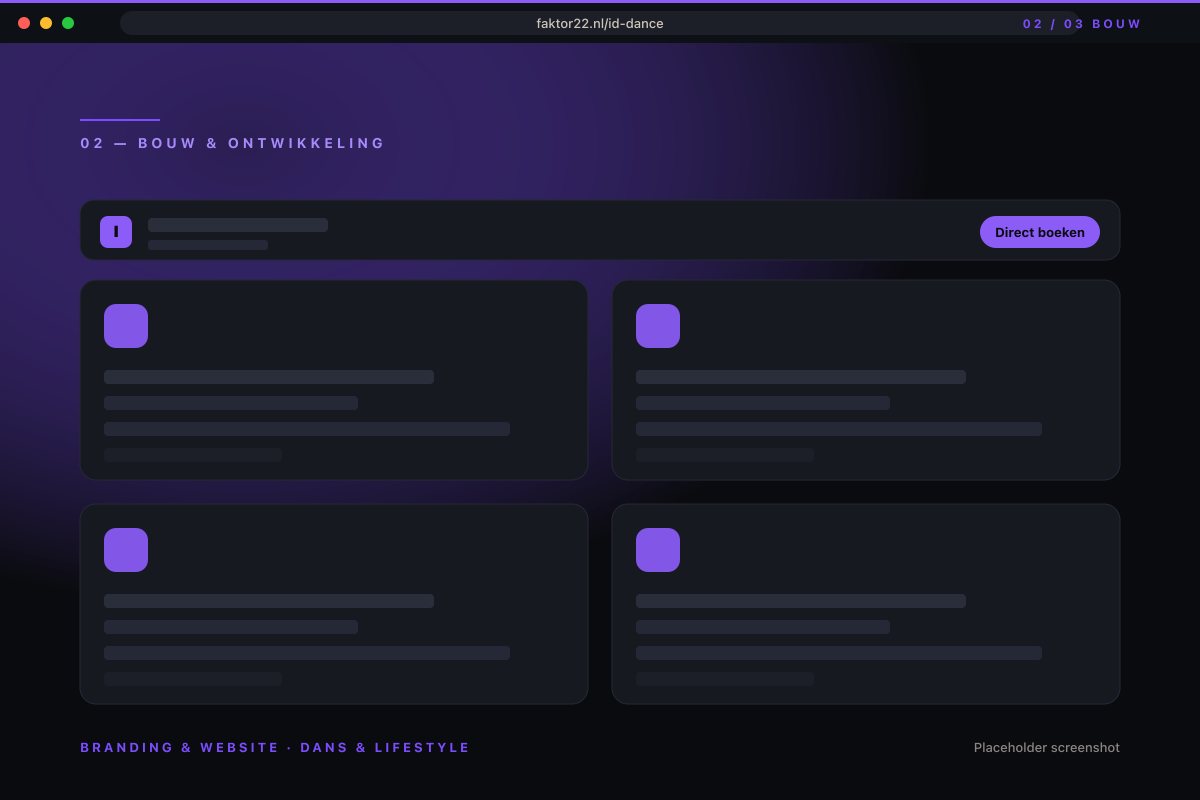 Dansschool website met lessenrooster en booking